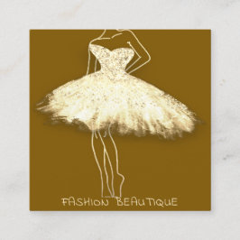 Mode Beautique Dress Gold Body Logo QR-code Vierkante Visitekaartje