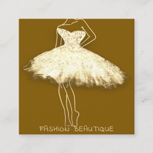 Mode Beautique Dress Gold Body Logo QR-code Vierkante Visitekaartje (Voorkant)