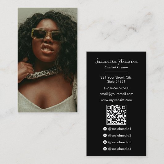 Mode Beauty Blogger Content Creator Volledige foto Visitekaartje (Voorkant / Achterkant)