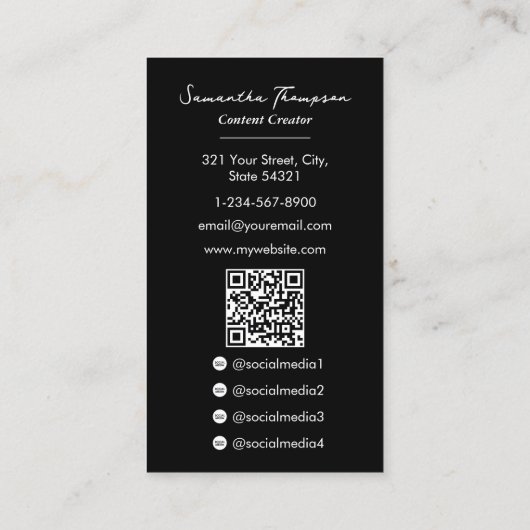 Mode Beauty Blogger Content Creator Volledige foto Visitekaartje (Achterkant)