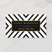 Mode Beauty Gold Black White Line Pattern Visitekaartje (Voorkant)