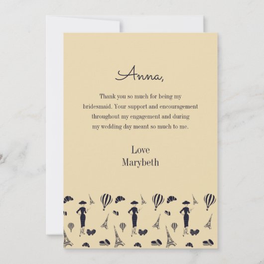  Mode Bedankt Bridesmaid Kaart (Achterkant)