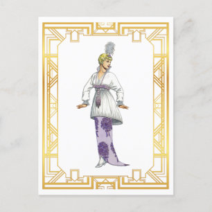 Mode Begin jaren 1900: Evening Gown Feather Briefkaart