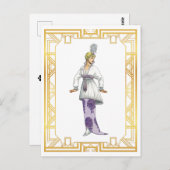  Mode Begin jaren 1900: Evening Gown Feather Briefkaart (Voorkant / Achterkant)