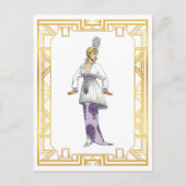  Mode Begin jaren 1900: Evening Gown Feather Briefkaart (Voorkant)