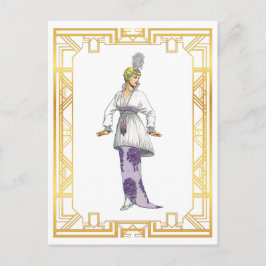  Mode Begin jaren 1900: Evening Gown Feather Briefkaart