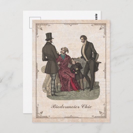  Mode Biedermeier Gentlemen - Aangepaste tekst Briefkaart (Voorkant / Achterkant)