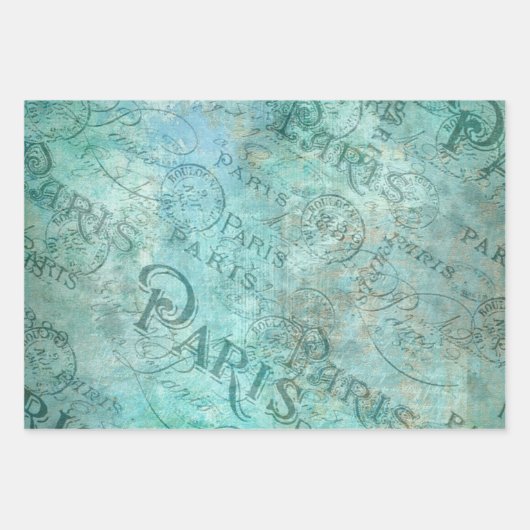  Mode bij nood Parijs Turquoise Aqua Inpakpapier Vel (Voorkant 3)