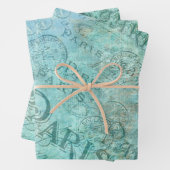 Mode bij nood Parijs Turquoise Aqua Inpakpapier Vel (In situ)