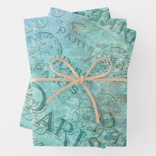  Mode bij nood Parijs Turquoise Aqua Inpakpapier Vel (In situ)