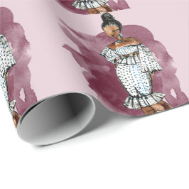Mode Birthday outfit sketch glam diva Cadeaupapier
