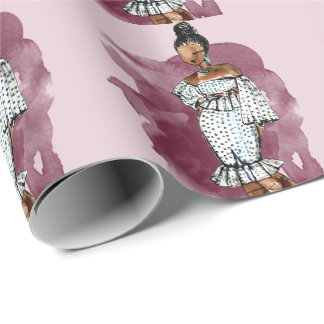 Mode Birthday outfit sketch glam diva Cadeaupapier