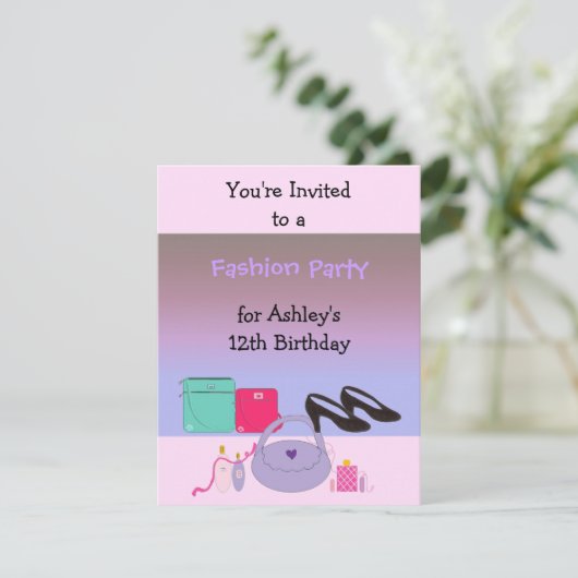 Mode Birthday Party Invitation Kaart (Staand voorkant)