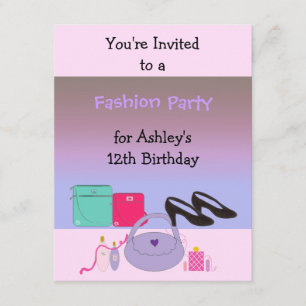 Mode Birthday Party Invitation Kaart