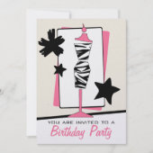 Mode Birthday Party - Zebra Print Dress Form Kaart (Voorkant)