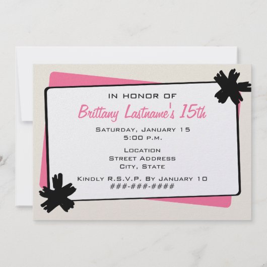 Mode Birthday Party - Zebra Print Dress Form Kaart (Achterkant)