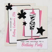 Mode Birthday Party - Zebra Print Dress Form Kaart (Voorkant / Achterkant)