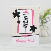 Mode Birthday Party - Zebra Print Dress Form Kaart (Staand voorkant)