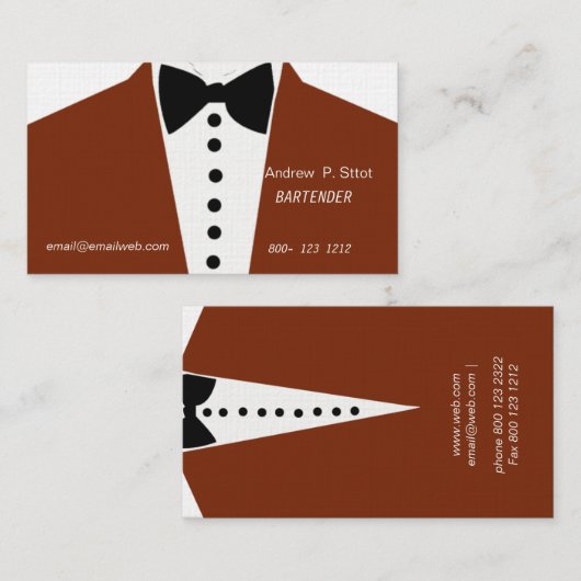 Mode Black Stropdas Event Tuxedo Suit Elegant Mode Visitekaartje (Voorkant / Achterkant)