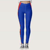 Mode blauw, rood wit gestreept leggings (Voorkant)
