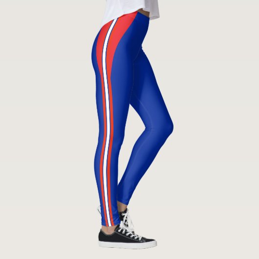 Mode blauw, rood wit gestreept leggings (Rechts)