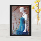 Mode Blauwe Dress Kaart (Gele Bloem)