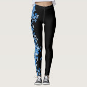 mode blauwe vrouwen zwart leggings (Voorkant)