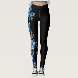 mode blauwe vrouwen zwart leggings