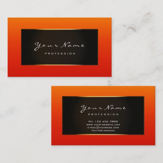 Mode Blogger ingelijst Zwart Lijst Goud Sinaasappe Visitekaartje (Voorkant / Achterkant)