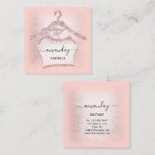 Mode Blogger Roos Glitter Cloth Hanger Boutique Vierkante Visitekaartje (Voorkant / Achterkant)