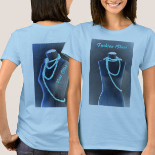 Mode Blues Blauwe Kralen op Mannequin Chic T-shirt