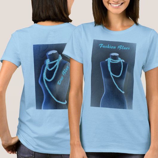 Mode Blues Blauwe Kralen op Mannequin Chic T-shirt