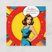mode boetiek Retro Pop Art vrouw Wow Vierkante Visitekaartje (Voorkant)