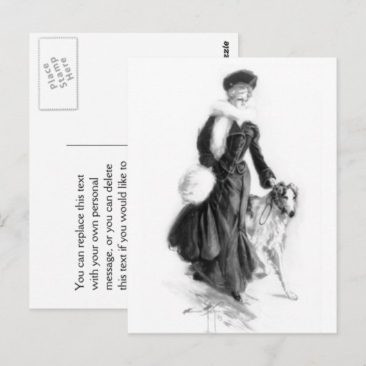  Mode Borzoi Art Briefkaart (Voorkant / Achterkant)