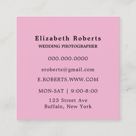 Mode Boutique coördinator roze Vierkante Visitekaartje (Achterkant)