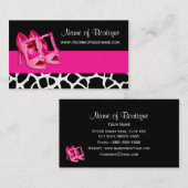 Mode Boutique Giraffe Print Girly Roze Pompen Visitekaartje (Voorkant / Achterkant)