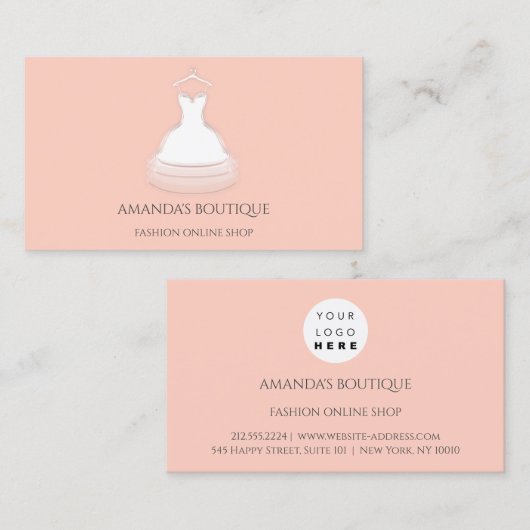 Mode Boutique Online Shop White Dress Logo Visitekaartje (Voorkant / Achterkant)