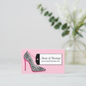 Mode Boutique Roze en Zwarte Zebra Stilettos Visitekaartje (Staand voorkant)