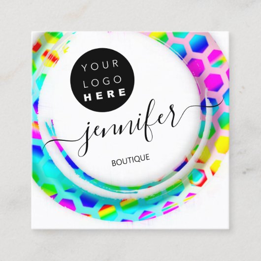 Mode Boutique Shop Logo Mermaid Pink Vierkante Visitekaartje (Voorkant)