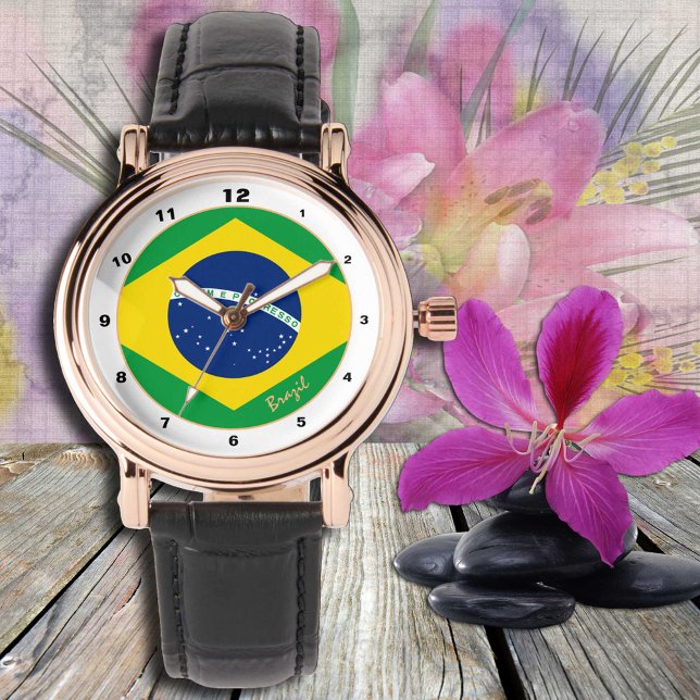 Mode Braziliaanse vlag en Braziliaanse trendy Horloge (Creator heeft geüpload)