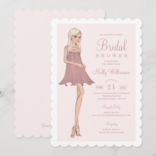 Mode Bridal Shower Invitation Kaart (Voorkant / Achterkant)
