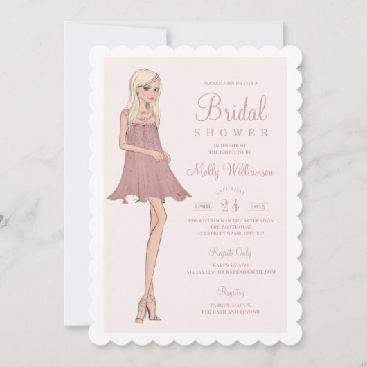 Mode Bridal Shower Invitation Kaart (Voorkant)