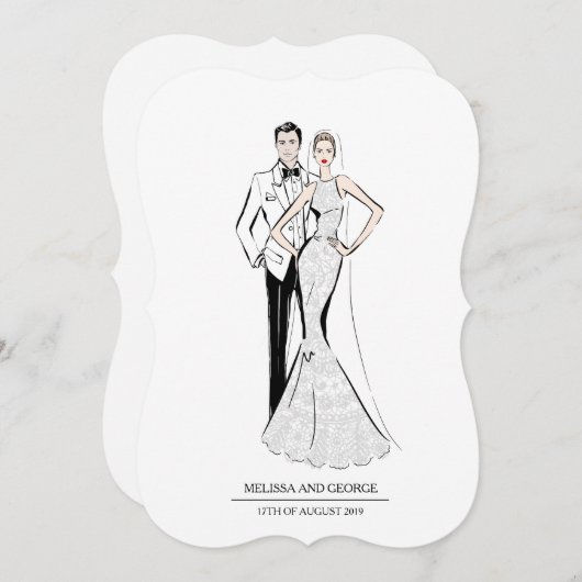 Mode Bride en Groom Kaart (Voorkant / Achterkant)