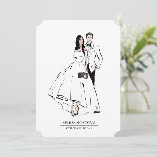 Mode Bride en Groom Kaart (Staand voorkant)