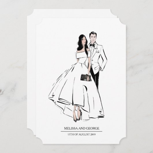 Mode Bride en Groom Kaart (Voorkant / Achterkant)