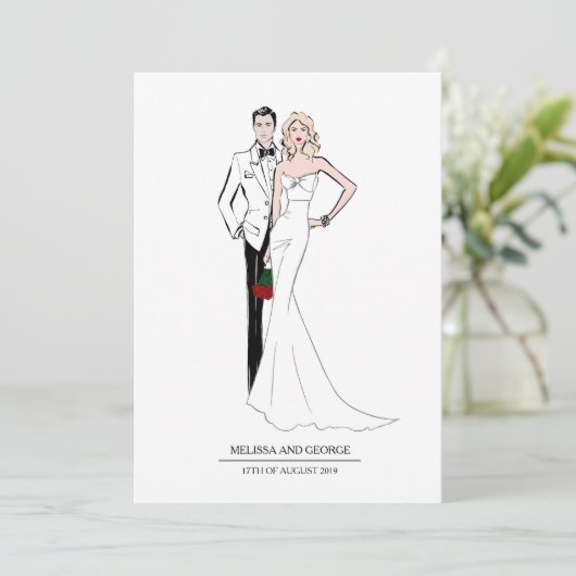 Mode Bride en Groom Kaart (Staand voorkant)