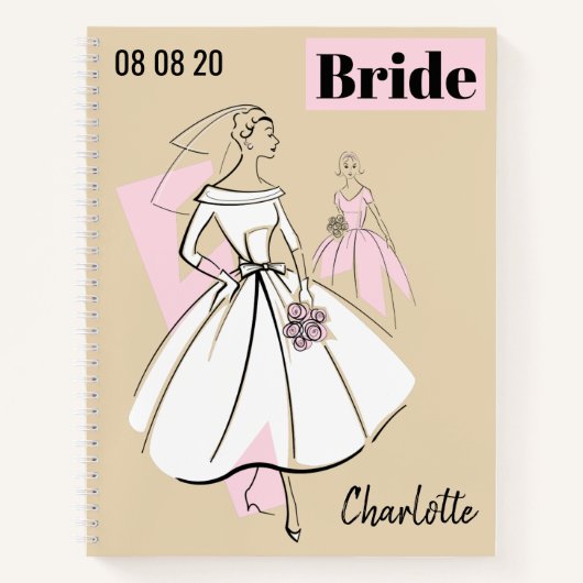 Mode Bride Meutral Group Bride Name Date multi Notitieboek (Voorkant)