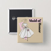 Mode Bride neutraal gemaakt van het juiste knappe Vierkante Button 5,1 Cm (Voorkant /achterkant)