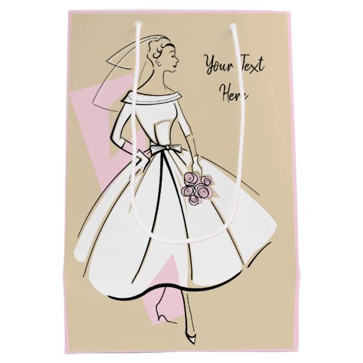 Mode Bride Neutraal Tekstcadezak medium roze Medium Cadeauzakje (Achterkant)