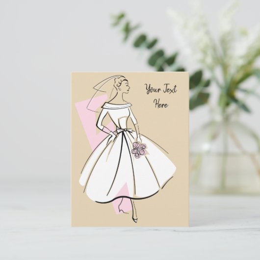Mode Bride Neutraal Text beige briefkaart (Staand voorkant)